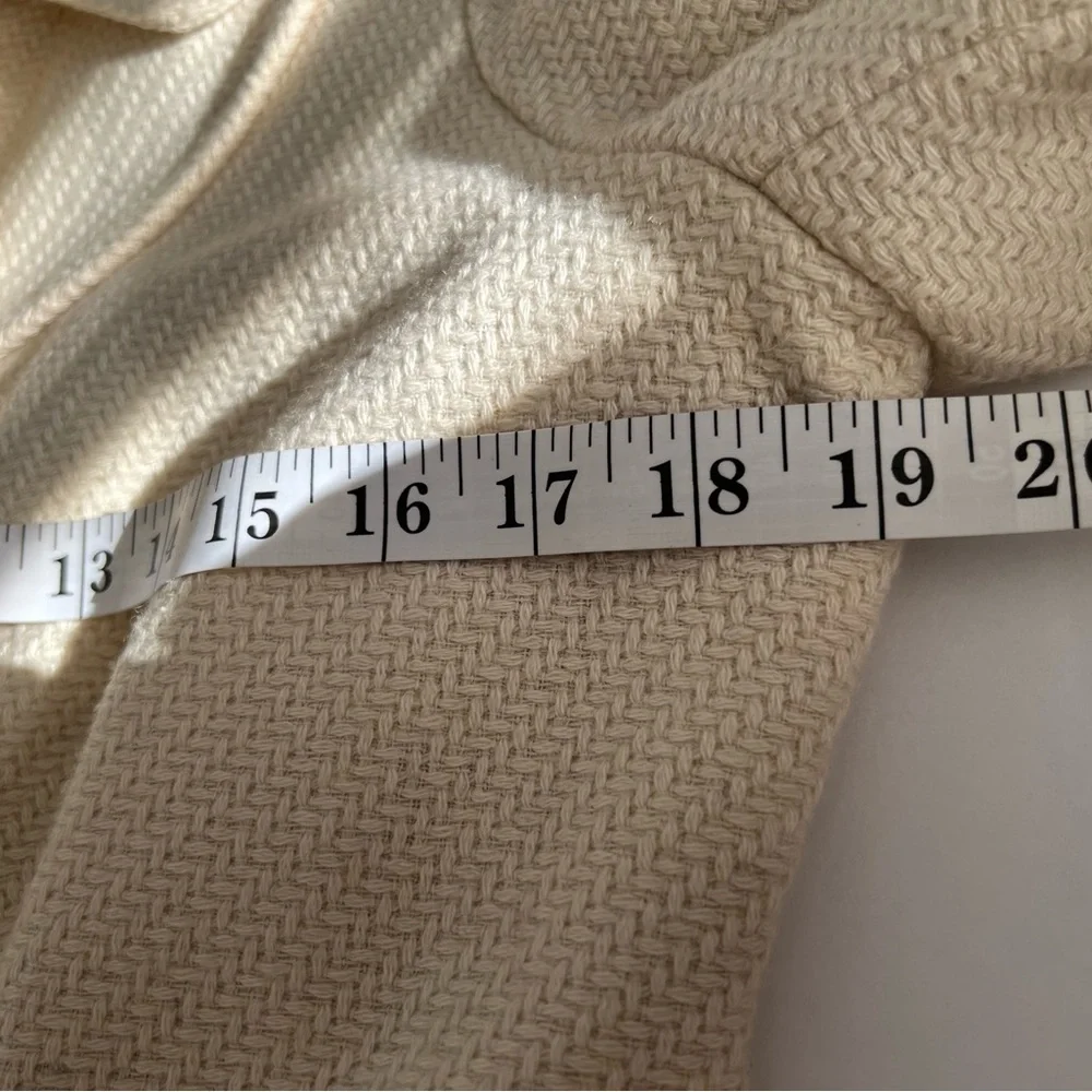 Billabong Women Medium Ivory LS Pea Coat Jacket Wool Blend Lined EmbroideredLogo